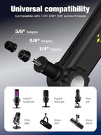 SUNMON RGB Mic Arm – Adjustable Boom Arm with Rhythm RGB Lighting for Blue Yeti, HyperX QuadCast, Rode, Fifine AM8, and More – Perfect for Podcasting, Streaming, and Gaming