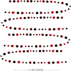 46Ft Buffalo Plaid Polka Dot Garlands Black Red Checkered Paper Circle Dot Streamer Banner for Baby Shower Bridal Shower Birthday Bachelorette Christmas Holiday Halloween Party Decorations Supplies