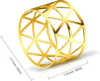 KPOSIYA Set of 20 Napkin Rings with Hollow Out Design Gold Napkin Ring Holder for Wedding Party Holiday Banquet Christmas Dinner Delicate Serviette Buckles Decor Favor (20, Style 2-Gold)