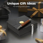WEMATE Fountain Pen Set, Fine Nib, 20 Ink Cartridges(10 Black&10 Blue), 1 Ink Converter, Smooth Writing, No Skips, Nice Gift for Men, Women, Cool Wood Fountain Pen for Writing, Calligraphy
