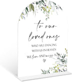 Greenery Wedding Memorial Sign, 6 x 8 Inch White Arch Acrylic Wedding Sign with Holder, Wedding Decoration, Wedding Supplies