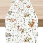 Rustic Woodland Table Runner, Farmhouse Forest Animals Country Lodge Wild Hunt Deer Rabbits Table Center Decor for Home Kitchen Dining Patio Holiday Party Indoor Table Decorations, 13"x72" Inch