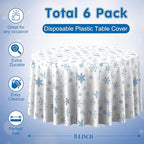 6 Pieces Christmas Snowflake Plastic Party Tablecloth Decorations,Disposable Blue Snowflake White Xmas Round Table Cover Backdrop for Winter Christmas Holiday Party Supplies,84 inch (Blue White)