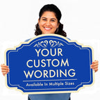 Custom Decorative Outdoor Metal Sign, Personalized Aluminum Driveway Waterproof Sign Made in USA, Design 2 Blue Steel 30x24 In