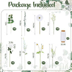 Hoteam 26 Pcs DIY Flower Garland Artificial Hanging Wildflower Backdrop Set Fake Rose Eucalyptus Daisy Poppy Wild Flower Decor for Wedding Party Birthday Home Garden (White)