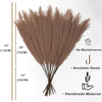 EVODIS Pampas Grass Decor Tall, 43"/110cm Faux Pampas Grass 6 Stems Large Pompass Grass Branches Tall Bulk Boho Flower Arrangement for Home Room Wedding Party Decor (Taupe)