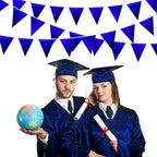 Royal Blue Party Decoration Navy Blue Triangle Pennant Banner Flag Dark Blue Metallic Fabric Bunting Garland for Graduation Wedding Retirement Bridal Shower Birthday Nautical Ahoy Achor Party Supplies
