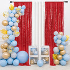 SquarePie Sequin Backdrop Curtain Non-Transparent Sparkly Background for Christmas Wedding Party 2FT x 8FT Red 2 Panel