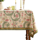patdrea Designer French Rectangle Table Cloth,Vintage Linen Durable Leaves Pattern Floral Extra Long Tablecloth,Decor Table Cover for Kitchen Dining,Christmas,Thanksgiving,67"x118"-Cecilia a