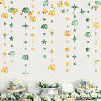 Sage Green Gold 40th Birthday Decorations Number 40 Circle Dot Twinkle Star Garland Streamer Banner Backdrop for Women Mens Cheers to 40 Years Old Birthday Happy 40th Anniversary Party Supplies