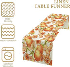 Spring Summer Orange Citrus Table Runner Sweet Fruit Botanical Print Little Cutie Dinner Runner for Farmhouse Baby Shower Party Holiday Home Kitchen Dining Table Decor 13x90