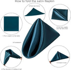 36 Pack Square Satin Dinner Napkins, 16x16 Inches Silky Soft Smooth Table Cloth Napkins for Restaurant Weddings Banquet Party Decoration, Deep Sea Blue