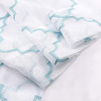 Embroidery Sheer Curtains Blue 95 Inches Long, Window Treatments Rod Pocket Drapes for Living room, Bedroom, Moroccan Design Crinkle Voile Curtain Panels for Yard, Villa, Parlor, Set of 2, 52"x 95".