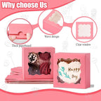 RomanticBaking 3 ¼" x 3 ¼" x 1 ½" 100PCS Chocolate Truffle Boxes for 4，Cookies Boxes Soap Boxes Donut Boxes Macaron Boxes Mini Bakery Boxes with Window Brownie Box
