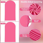 6FT Fuchsia Arch Backdrop Cover - Polyester Fitted Wedding Arch Stand Covers Round Top Chiara Arch Backdrop Cover for Birthday Party Banquet Photo Background Decoration