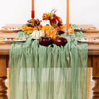 Sage Green Cheesecloth Table Runner 4 Pack Fall Table Runners Boho Gauze 120 Inches Sage Cheese Cloth Fall Table Decorations for Thanksgiving Wedding Bridal Baby Shower Tea Party