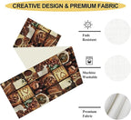 Coffee Theme Table Runner, Retro Farmhouse Coffee Cup Latte Cappuccino Tea Party Cafe Table Center Decor for Home Kitchen Dining Patio Holiday Party Indoor Outdoor Table Decorations,13"x36" Inch