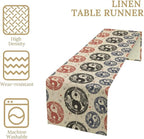 Yin Yang Table Runner, Vintage Mid Century Traditional Oriental Koi Fish Mystical Celestial Moon Stars Print Table Runner for Kitchen Dining Table Party Decor, 13x108inch