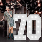 imprsv Marquee Numbers Large 70th-Birthday Decorations: 4ft Light Up Number Party Decor 70 Year Old Women and Men Birthday Decoration Backdrop Anniversary Cardboard Big Mosaic Balloon Frame Number 70