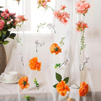 XunYee 6 Pcs 35.4 ft Flower Garlands Hanging Wildflower Backdrop Decoration Artificial Floral Garlands Fake Flower Vines Faux Silk Wildflower Decor for Halloween Fall Wedding Garden Wall Arch(Rose)