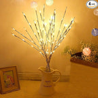 Lxcom Lighting LED Branch Lights 4 Pack 30 Inch Lighted Silver Wrapped Vase Filler Willow Lighted Twig Branch Battery Powered Twig Branches 20 LED Decorative Lights for Home Party Decor, Warm White