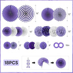 Purple Party Decorations,23Pcs Lavender Birthday Decorations with Hanging Paper Fans,Pom Poms Flowers Packs for Girls Women Birthday Party, Bridal Shower,Baby Showers,Wedding