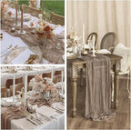 6Pcs Khaki Cheesecloth Table Runner 120 Inch10FT Nude Rustic Boho Cheesecloth Table Runnerfor Wedding Party Baby Shower Birthday Home Decor Holiday Decorations