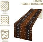 Deer Skin Table Runner Brown Fur Runner Black White Elk Deer Print Fur Western Print Cotton Linen Cottage Dinner Table Runners for Dining Room Kitchen Table Setting, 13x120 Inch
