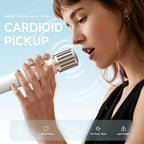Wireless Microphones, Microphone with One-to-One Chip Connection, Controllable LED Lights, 40H Duration, 200FT Range Free Sing, Volume Control Microphone for Singing, Speech, Home Party, Youtube