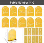 Gold Mirror Arch Wedding Table Numbers 1-10 with Stands, 5x7 Inch Acrylic Arch Sign with Holder for Wedding Reception Table Centerpiece Decoration(Gold Mirror)