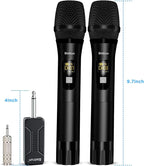 Wireless Microphone, Bietrun UHF Metal Dual Handheld Cordless Dynamic Mic System with Rechargeable Receiver, 1/4‘’Output, for Karaoke, Church, Speech, Wedding, Party Singing(160 ft Range)-Auto Connect