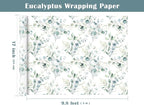 WRAPAHOLIC Eucalyptus Leaves Wrapping Paper Roll - Mini Roll - 17 Inch x 9.8 Feet - Eucalyptus Greenery Wrapping Paper Perfect for Birthday, Wedding, Bridal Shower