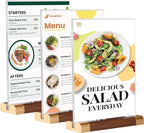 8.5 x 11 Inch Acrylic Sign Holder with Wood-Color Base 3 Pack, Acrylic T Shape Tabletop Double-Sided Display Sign Frame Vertical Clear for Store/Coffee Shop/Restaurant Menu Hotel Display Holder