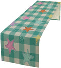 Starfish Plaid Table Flag Green Plaid and Marine Life Starfish Kitchen Table Flag Suitable for Birthday Party Restaurant Decoration Outdoor Picnic 13 * 90 Inch