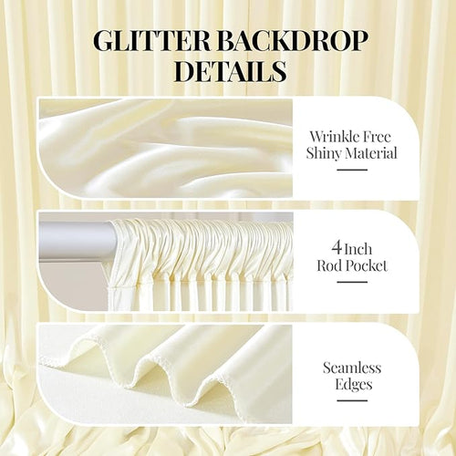 10x10 ft Champagne Glitter Backdrop Curtain for Parties, Wrinkle Free Glitter Photo Backdrop Drapes 2 Panels 5x10FT Shimmer Back Drop Cloth for Wedding Birthday Stage Photography Background Decor