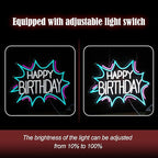 Happy Birthday Neon Sign Dimmable Celebrate Birthday Neon Light Powered by USB Gleaming LED Happy Birthday Lignt Up Sign for Birthday Paty Decoration Bedroom Birthday Gifts(16.7”*12.8”)