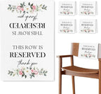 Reserved Seating Chair Signs, This Row Is Reserved Pew Cloths Seating Placeholder for Church Pews, Wedding Decorations for Reception Parties Celebrations Event Meetings (Pink Floral, 4 PCS)