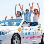 Xuhal 25 Pcs Birthday Cruise Door Magnets Decorations Funny Cruise Ship Door Magnets Magnetic Reusable Magnet for Happy Birthday Cabin Ship Carnival Refrigerator Office Car Accessories