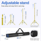 EMART Backdrop Stand 10x7ft(WxH) Photo Studio Adjustable Background Stand Support kit with 2 Crossbars, 8 Clamps, 2 Sandbags and Carry Bag for Parties, Events Decoration, Wedding -Titanium Gold