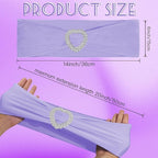 100PCS Spandex Chair Sashes Bows Universal Stretch Elastic Chair Cover Band Ties with Buckle Slider for Wedding Banquet Birthday Party Reception Event Decoration(Lavender)
