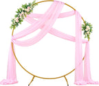 Wedding Arch Draping Fabric Backdrop 2 Panel 60" x 26Ft Pink Drapes Curtains for Wedding Reception Sheer Tulle Backdrop Curtain for Ceremony Birthday Party Baby Shower Arbor Ceiling Decorations