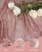 Pink Cheesecloth Table Runner 120 Inch, Dusty Pink Boho Rustic Gauze 10 FT, Summer Cheese Cloth Runner for Wedding, Baby Shower, Party, Farmhouse Centerpiece Home Decorations