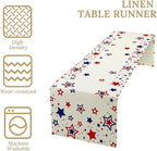 4th of July Table Runner, American Stars Patriotic Independence Day Table Runner for Indoor Outdoor Party Home Kitchen Dining Table Decor, Blue Red, 13x108inch