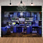 Computer Office Backdrop Retro Computer Photo Backdrop Blue Computers Hacker Room Background for Photography Party Room Decorations Photo Booth Props Supplies 7x5 YUNBDJ557