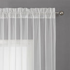 VISIONTEX White Sheer Voile Curtains, Decorative White Embossed European Rod Pocket Window Drapes for Home Kitchen, Living Room and Bedroom 54 x 95 Inch, Set of 2 Curtain Panels