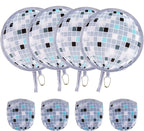 4pcs Disco Round Foldable Hand Fan Japanese Foldable Fan Style Handheld Compact Cooling Fans,Round Folding Fan for Outdoor Games,Xmas Decoration,Festival,Party Favors,Travel,Events