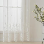 VISIONTEX White Voile Curtains, Decorative White Embossed Butterflies Rod Pocket Window Drapes for Home Kitchen, Living Room and Bedroom 54 x 84 Inch, Set of 2 Curtain Panels