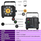 Smoke Machine, Theefun Fog Machine 450w 2500CFM with 9 LED 12 Color Lights Portable 500ml Tank No Liquid Included Stage Smoke Machine Fog Indoor with Wireless Remote Control for Wedding DJ Party