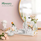 Glass Bud Vases Set of 3, Hewory Cute Clear Small Vases Handmade, Mini Glass Flower Vase for Floral Arrangement, Tiny Centerpiece for Wedding Party Events Home Office Table Decor (Not Include Flower)