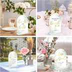 4-Piece Acrylic Wedding Sign Set for Ceremony & Reception - 5x7 Inch White Guest Book, Cards & Gifts, Please Sign Our Guest Book, Please Take One, In Loving Memory - Wedding Decor Bundle